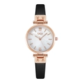 Orologio al quarzo da donna con cinturino in pelle nera e quadrante in madreperla - Quadrante Bianco Cinturino Nero