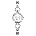 Silver quartz watch with rocking horse dial and heart-shaped link chain bracelet - Silver Case White Dial