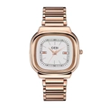 Elegant rose gold square GEDI quartz watch for women with white dial and metal strap - Rose Gold Case White Face