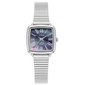GEDI luxury women's quartz watch with blue mother of pearl dial and silver stretch band - Silver Band Blue Dial