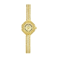 Montre bracelet dorée octogonale avec chaîne tressée et cadran rayon de soleil - Boîtier Or Cadran Or Bracelet Or