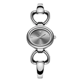 Silver GEDI bangle watch with oval grey sunray dial and polished horseshoe links - Silver Case Grey Dial Silver Band