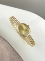 Elegante orologio da donna con quadrante ovale dorato e cinturino a catena - Cassa Oro Quadrante Oro