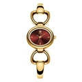 GEDI luxury gold watch for women featuring oval deep red sunray dial and chain link strap - Gold Case Red Dial Gold Band