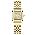 GEDI luxury square gold ladies quartz watch with Roman numerals and metal link strap - Gold Case Gold Dial
