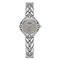 Silver wheat ear chain watch for women with charcoal grey dial and crystal markers - Silver Case Grey Dial Silver Strap
