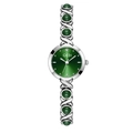 Orologio bracciale GEDI lusso donna con quadrante verde scuro e maglie in pietra preziosa - Cassa Argentata Quadrante Bianco con Perline Verdi