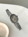 Orologio donna ovale argento con cinturino in metallo vintage e quadrante romano - Cassa Argentata Quadrante Grigio