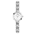 Orologio bracciale con perle d'argento da donna con quadrante bianco e cristallo - Cassa Argentata Quadrante Bianco con Perline Bianche