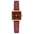 Orologio al quarzo quadrato vintage da donna con quadrante bordeaux e cinturino dorato - Taglia unica / Cassa Oro Quadrante Rosso Angola Cinturino in Pelle Rosso Angola
