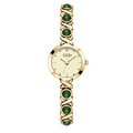 Orologio GEDI di lusso dorato con maglie XO e perle verde agata per donna elegante - Cassa Dorata Quadrante Oro con Perline Verdi
