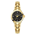 Elegant GEDI gold bracelet watch for women with black dial and crystal markers - Gold Case Black Dial