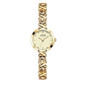 GEDI luxury gold-tone quartz watch with crystal link bracelet and cream dial for women - Gold Case Gold Dial with Brown Zirconia