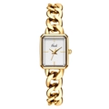 Elegante orologio dorato con quadrante quadrato e cinturino a catena cubana - Cassa Oro Quadrante Bianco Cinturino Oro