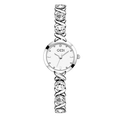 Elegant silver alloy watch for women with crystal X-link strap and minimalist white dial - Silver Case White Dial with White Zirconia