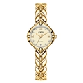 GEDI elegant gold quartz watch with wheat leaf bracelet and date display window - Gold Case Gold Dial Gold Band