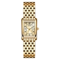 Élégante montre à quartz rectangulaire dorée pour femme avec bracelet à maillons souple - Boîtier En Or Ip Cadran En Or Bracelet En Or