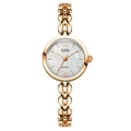 Elegante reloj de cadena en oro rosa con esfera de nácar blanco para mujer - Caja Oro Rosa Esfera Blanca