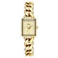 Orologio al quarzo dorato con cassa quadrata e cinturino a catena groumette alla moda - Cassa Oro Quadrante Oro Cinturino Oro