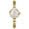 Reloj de cuarzo dorado para mujer con esfera de nácar blanco y brazalete de eslabones gedi - Caja Dorada Esfera Blanca