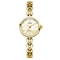 Reloj de cuarzo GEDI dorado con correa de cadena hueca y esfera blanca minimalista - Caja Dorada Esfera Dorada