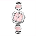 GEDI luxury quartz watch with pink irregular dial and silver geometric link bracelet - Silver Case Pink Dial (Silver Strap)