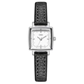 Orologio al quarzo quadrato vintage con cassa argento e cinturino in pelle nera - Taglia unica / Cassa argento quadrante bianco cinturino in pelle nera