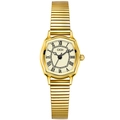 Orologio al quarzo dorato tonneau da donna con quadrante romano bianco e cinturino stretch - Cassa Oro Quadrante Oro