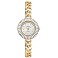 Luxurious gold-tone GEDI quartz watch with pearl dial and crystal-embellished bezel - Gold Case White Mother of Pearl Dial Gold Band