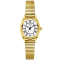 Orologio da donna al quarzo dorato a forma di botte con numeri romani e cinturino in metallo - Cassa Oro Quadrante Bianco