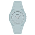 Minimalistisch lichtblauw GEDI horloge met achthoekige kast en matte band - Lichtblauw