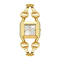 Orologio GEDI lusso donna con quadrante quadrato e cinturino a catena dorata traforata - Oro (Quadrante Bianco)