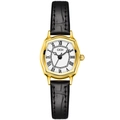 GEDI tonneau watch with gold case, Roman numeral dial and black crocodile leather strap - Gold Case White Dial Black Strap