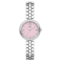 Gedi silver honeycomb strap watch for women with light pink dial and roman numerals - Silver Pink Dial