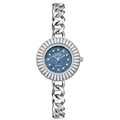 Elegant silver GEDI quartz watch featuring a crystal bezel and blue dial for women - Silver Case Black Blue MOP Dial (Silver Strap)
