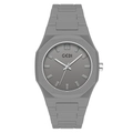 Minimalistisch matgrijs achthoekig horloge met siliconen band en zilveren indexen - Lichtgrijs