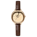 Elegant ladies vintage oval watch with rose gold case and dark brown leather strap - Rose Gold Case Rose Gold Dial Light Brown Strap