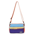 Kids color-block crossbody bag in blue, yellow and purple nylon with fashion emblem - Purple
