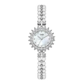 Silver women's watch with double-strand pearl bracelet and floral mother of pearl dial - Standard / Silver Case White Dial Silver Band