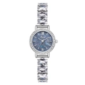Elegant women's watch with blue mother of pearl dial and crystal link bracelet in silver - Silver Case Black MOP Blue Dial (Silver Strap)