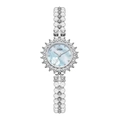 Elegant ladies watch with light blue mother-of-pearl rose dial and pearl bracelet - Standard / Silver Case Blue Dial Silver Band
