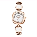 Elegant rose gold irregular diamond watch for women with mother-of-pearl dial and marble links - Rose Gold Case White Dial White Inlay (Rose Gold Band)