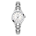 Reloj de pulsera de cuarzo plateado con esfera blanca y pedrería para mujeres elegante - Caja Plateada Esfera Blanca