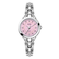 Damen-Quarzuhr mit rosa Zifferblatt und silbernem Gliederarmband aus Metall - Silbernes Gehäuse Rosa Zifferblatt