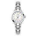 Silberfarbene Damen-Quarzuhr mit Strass-Indizes und gewebtem Kettenarmband - Silbernes Gehäuse Weißes Zifferblatt