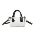 Mini white corduroy striped bucket bag for kids with black leather straps and silver buckles - Off-white