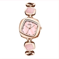 GEDI rose gold watch with geometric bracelet and pink mother-of-pearl dial - Rose Gold Case Pink Dial Pink Inlay (Rose Gold Band)