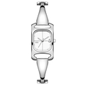 Orologio al quarzo quadrato argento da donna con cinturino rigido integrato in acciaio inox - Cassa Argento Quadrante Bianco Cinturino Argento