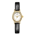 GEDI vintage oval quartz watch with gold case, white dial and black crocodile leather strap - Gold Case White Dial Black Strap