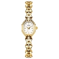 Montre à quartz dorée pour femme avec cadran octogonal et bracelet à maillons cœur - Taille unique / Boîtier Or Cadran Blanc